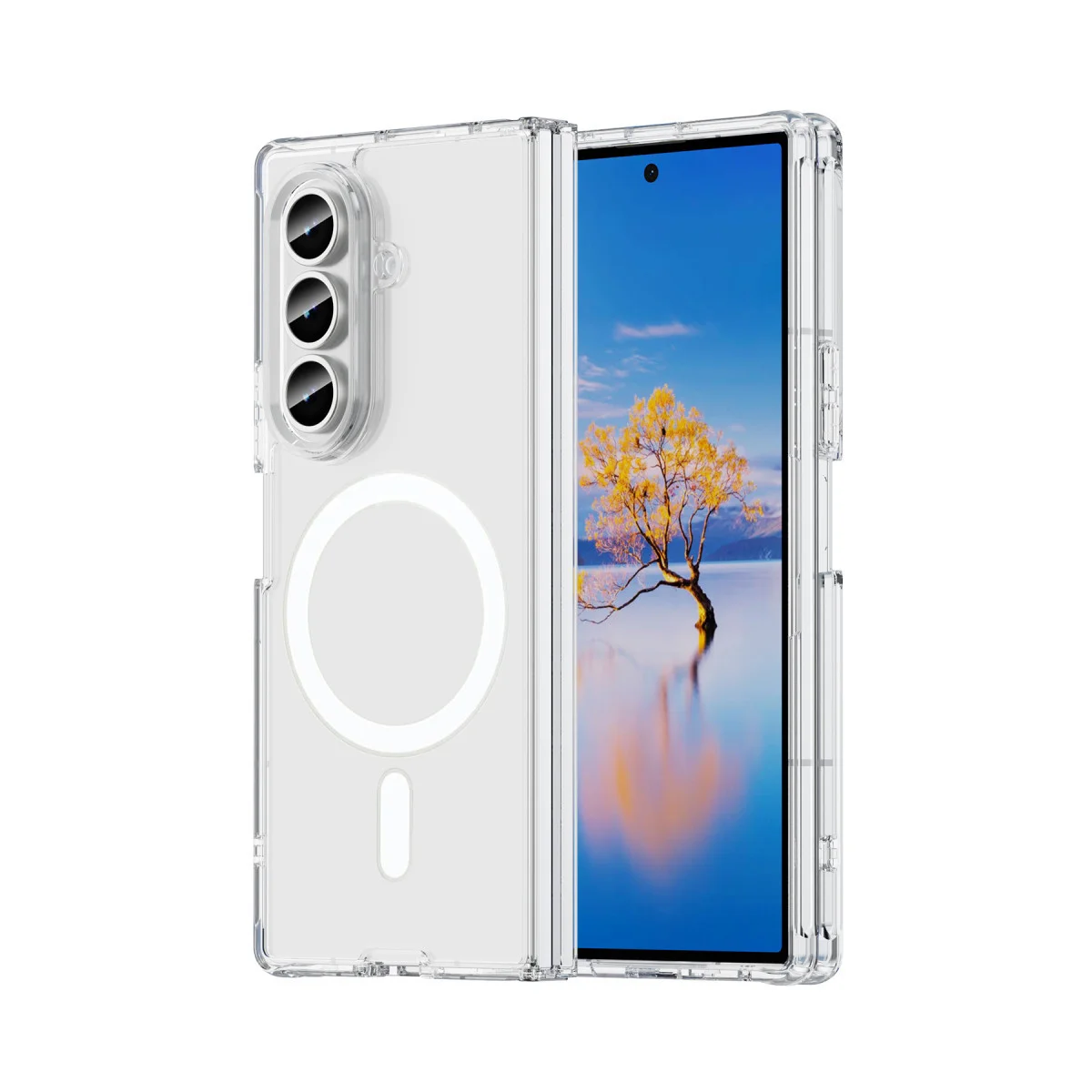Galaxy Z Fold 7 Kılıf Magneticsafe Şeffaf Silikon - Şeffaf