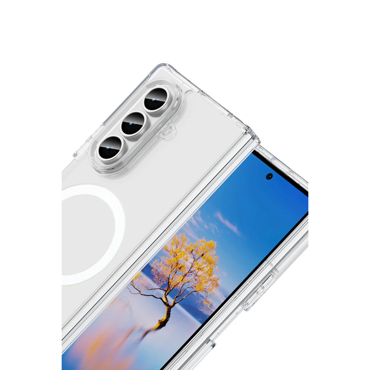 Galaxy Z Fold 7 Kılıf Magneticsafe Şeffaf Silikon - Şeffaf