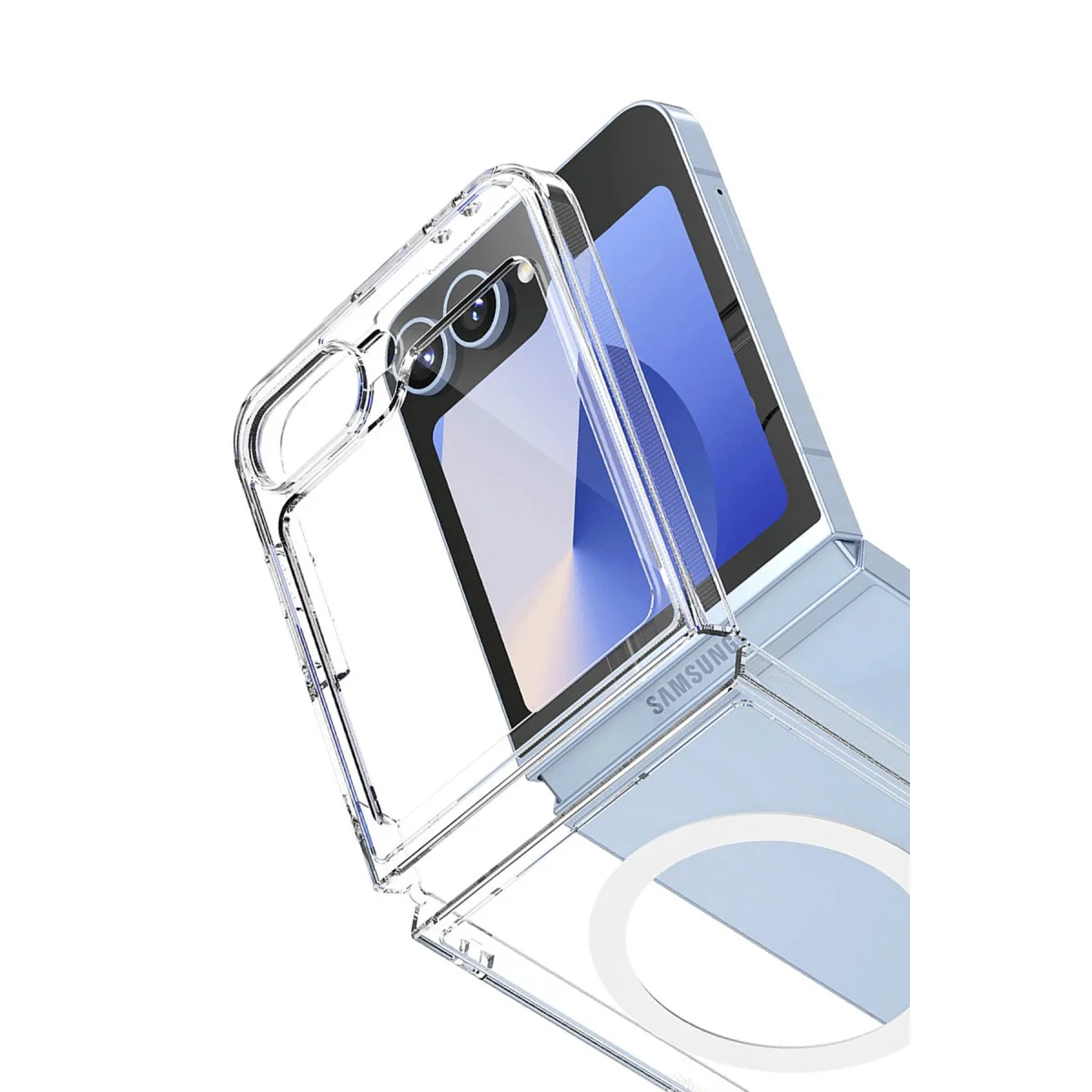 Galaxy Z Flip 7 Kılıf Magneticsafe Şeffaf Silikon - Şeffaf