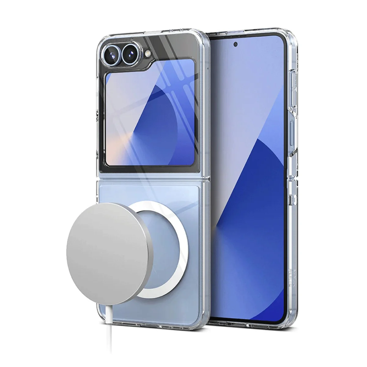 Galaxy Z Flip 7 Kılıf Magneticsafe Şeffaf Silikon - Şeffaf