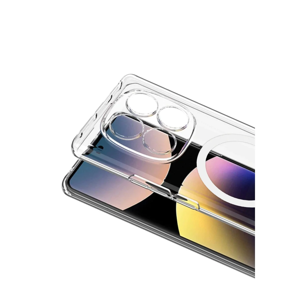Redmi Note 14 Pro 4G Combo Sert Şeffaf Magsafe Kapak - Şeffaf