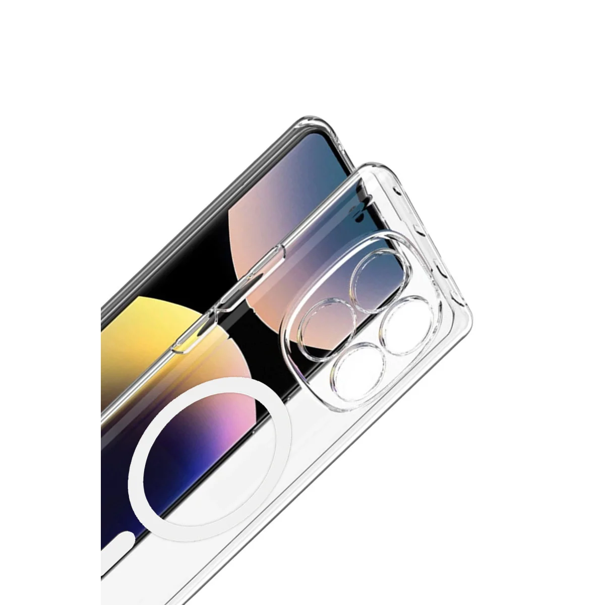 Redmi Note 14 Pro 4G Combo Sert Şeffaf Magsafe Kapak - Şeffaf
