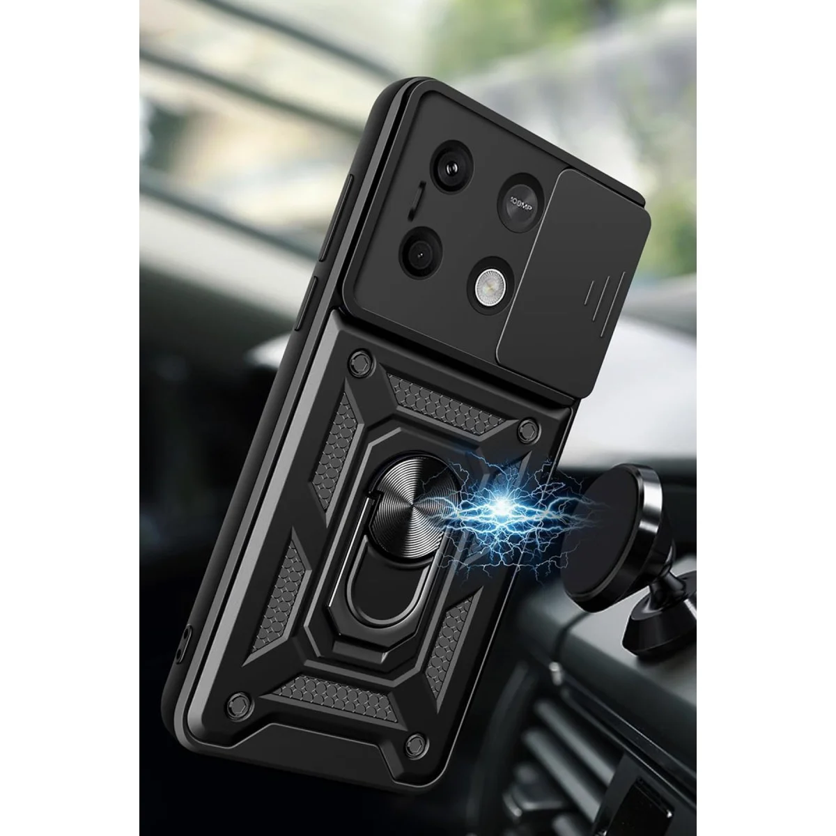 Poco X6 Pro Kılıf Pars Lens Yüzüklü Silikon - Yeşil