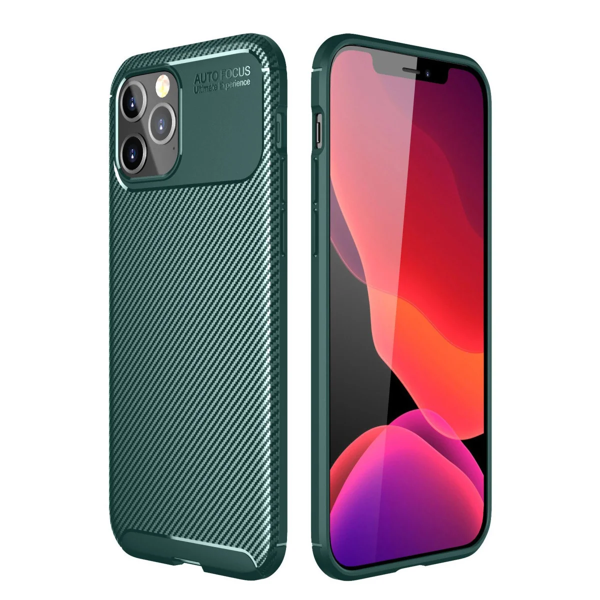 iPhone 11 Pro Kılıf Auto Focus Karbon Kapak - Yeşil