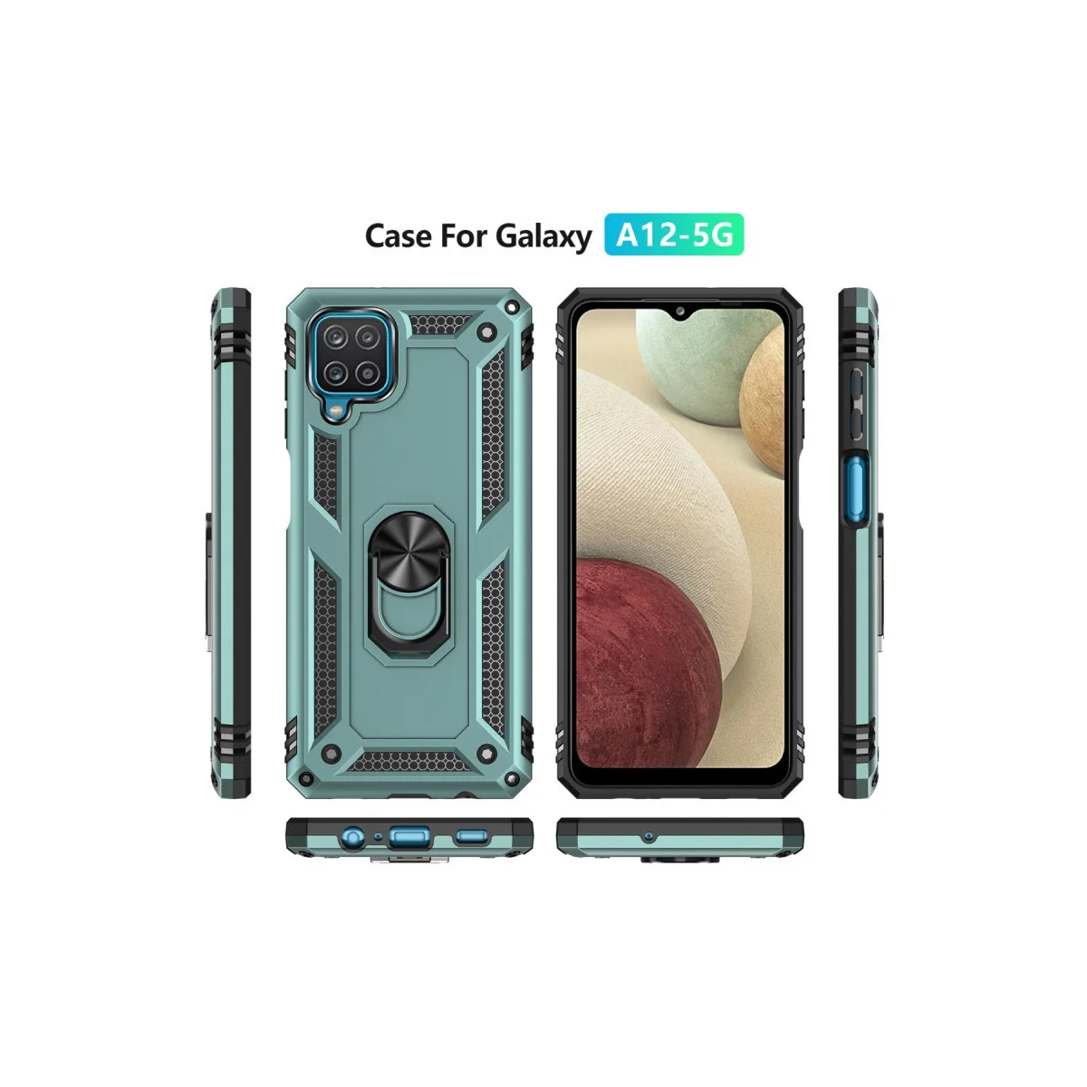 Galaxy A22 Kılıf Sofya Yüzüklü Silikon Kapak - Yeşil