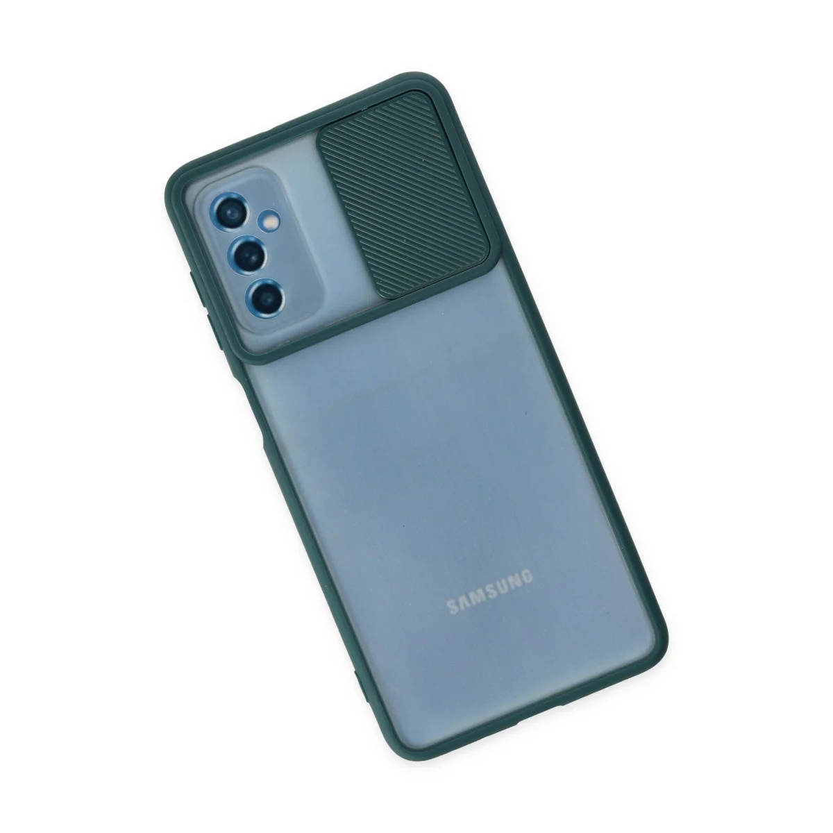 Galaxy M52 5G Kılıf Palm Buzlu Kamera Sürgülü Silikon - Yeşil