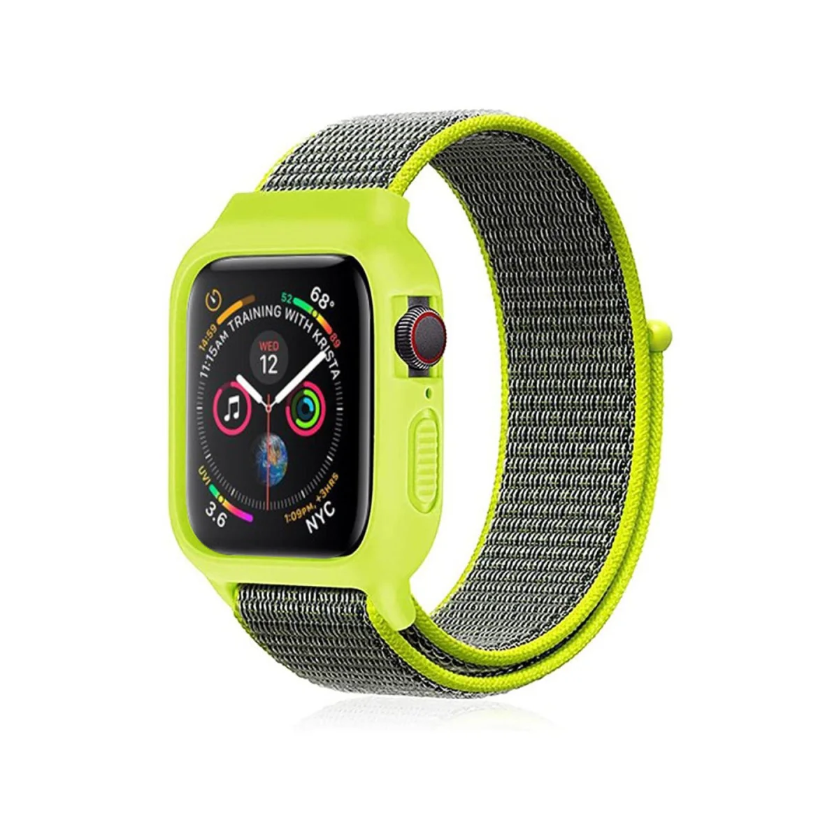Watch 38mm Hasırlı Cırtcırtlı Kasalı Kordon - Yeşil