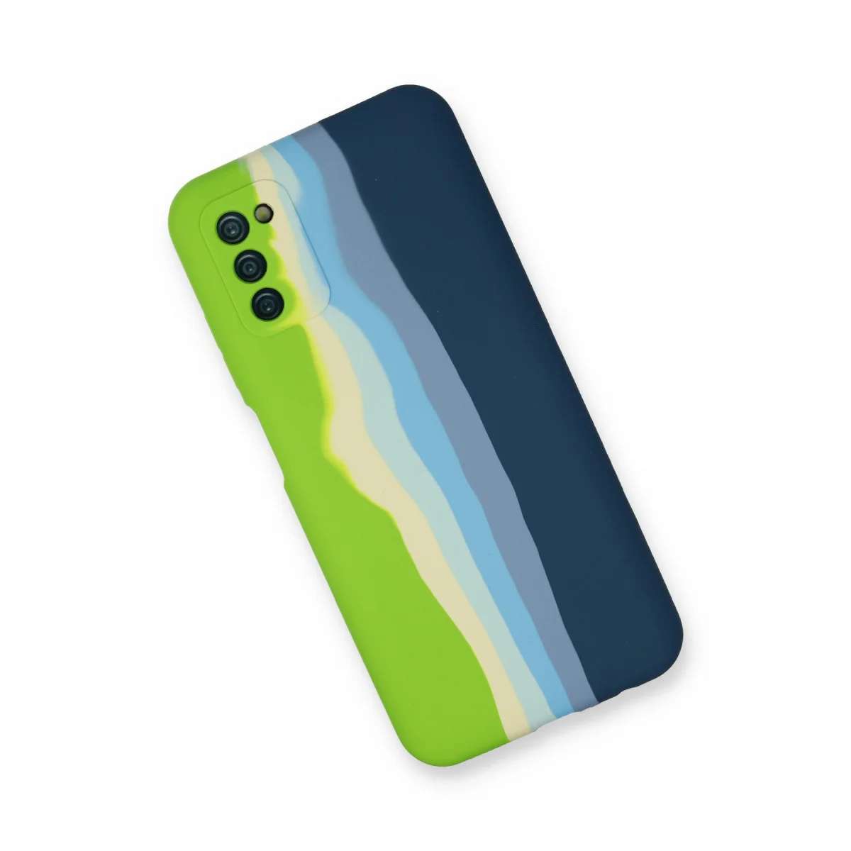 Galaxy A03S Kılıf Ebruli Lansman Silikon - Yeşil-Koyu Yeşil