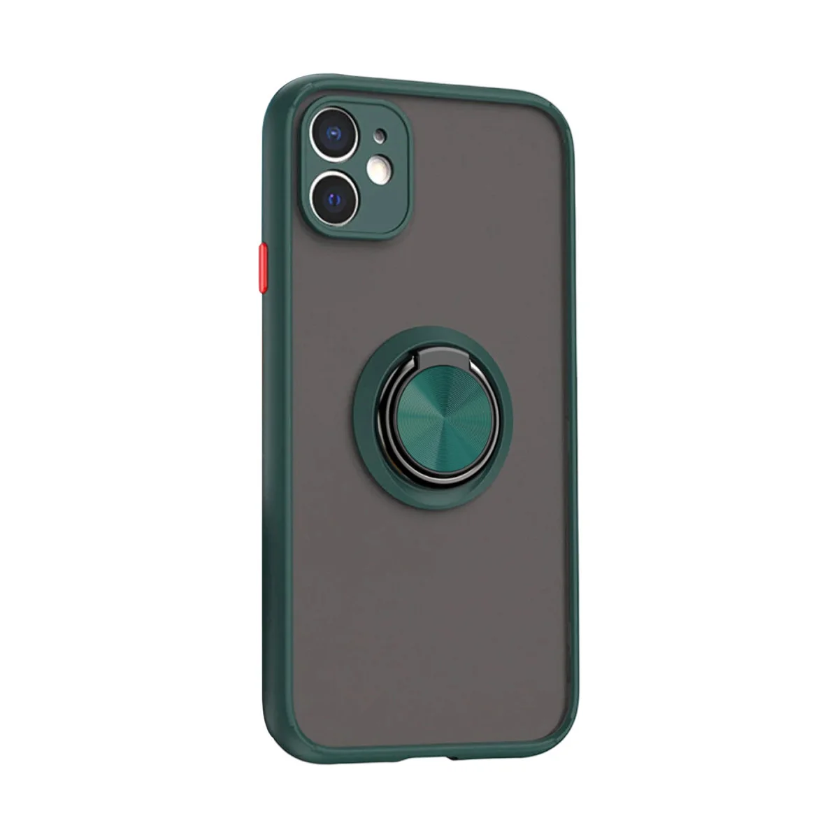iPhone 11 Kılıf Montreal Yüzüklü Silikon Kapak - Yeşil