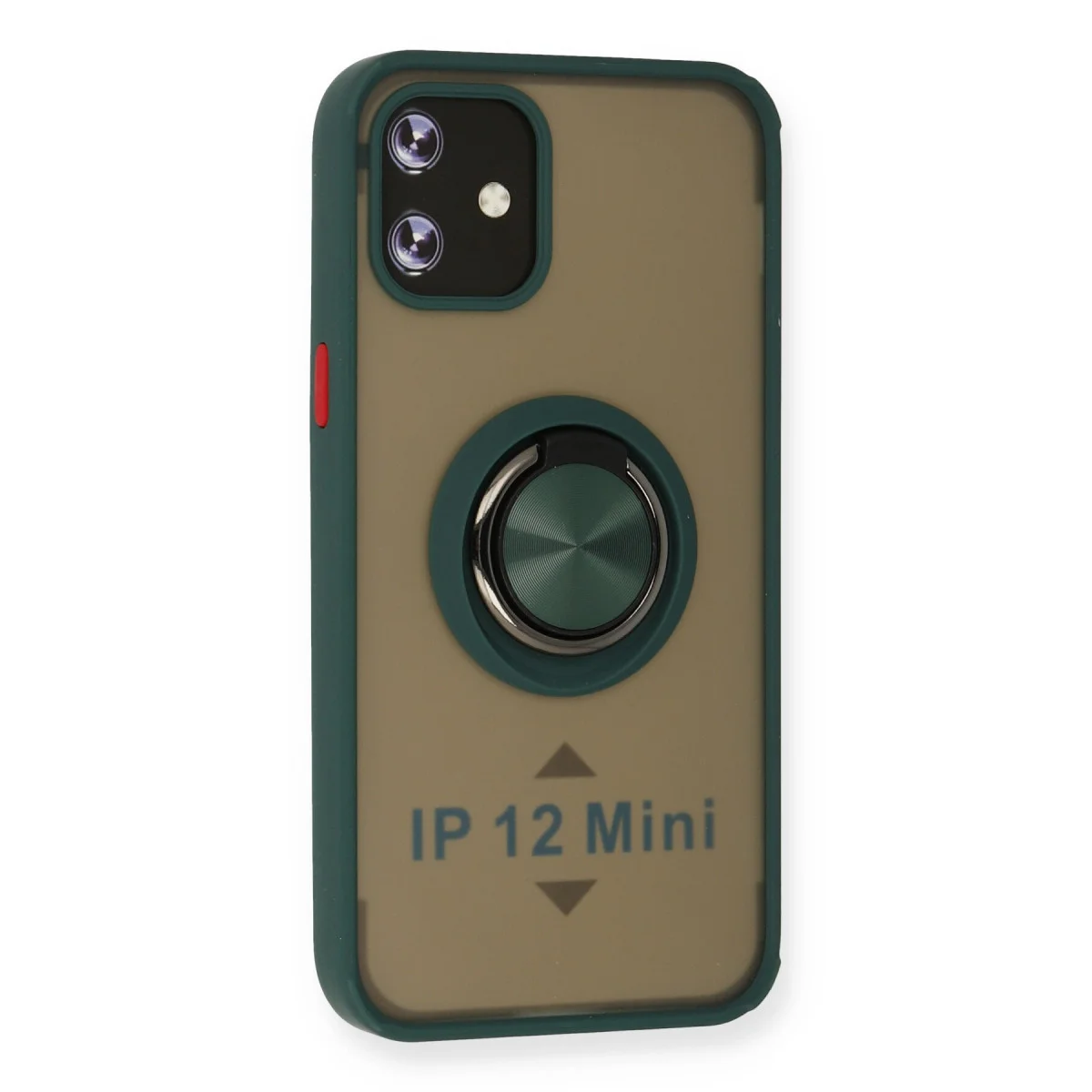 iPhone 12 Kılıf Montreal Yüzüklü Silikon Kapak - Yeşil