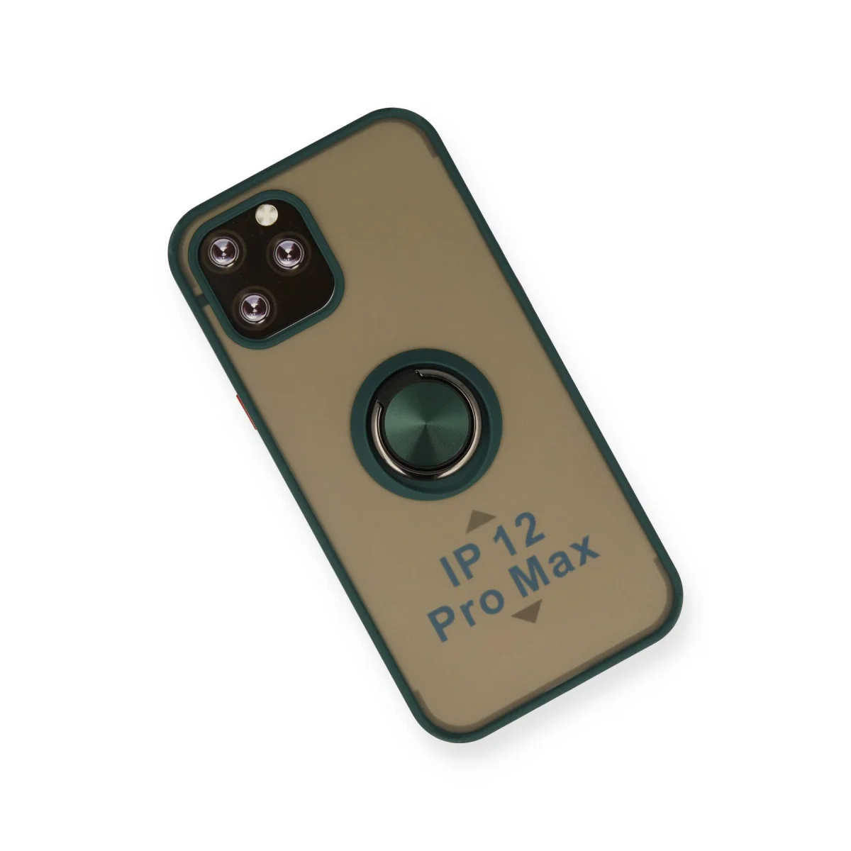 iPhone 12 Pro Kılıf Montreal Yüzüklü Silikon Kapak - Yeşil