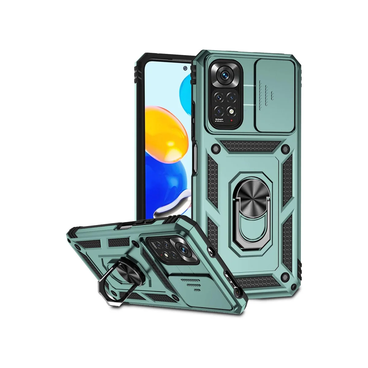 Redmi Note 11 Pro Kılıf Pars Lens Yüzüklü Silikon - Yeşil