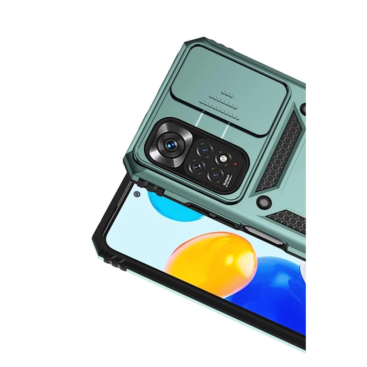 Redmi Note 11 Pro Kılıf Pars Lens Yüzüklü Silikon - Yeşil