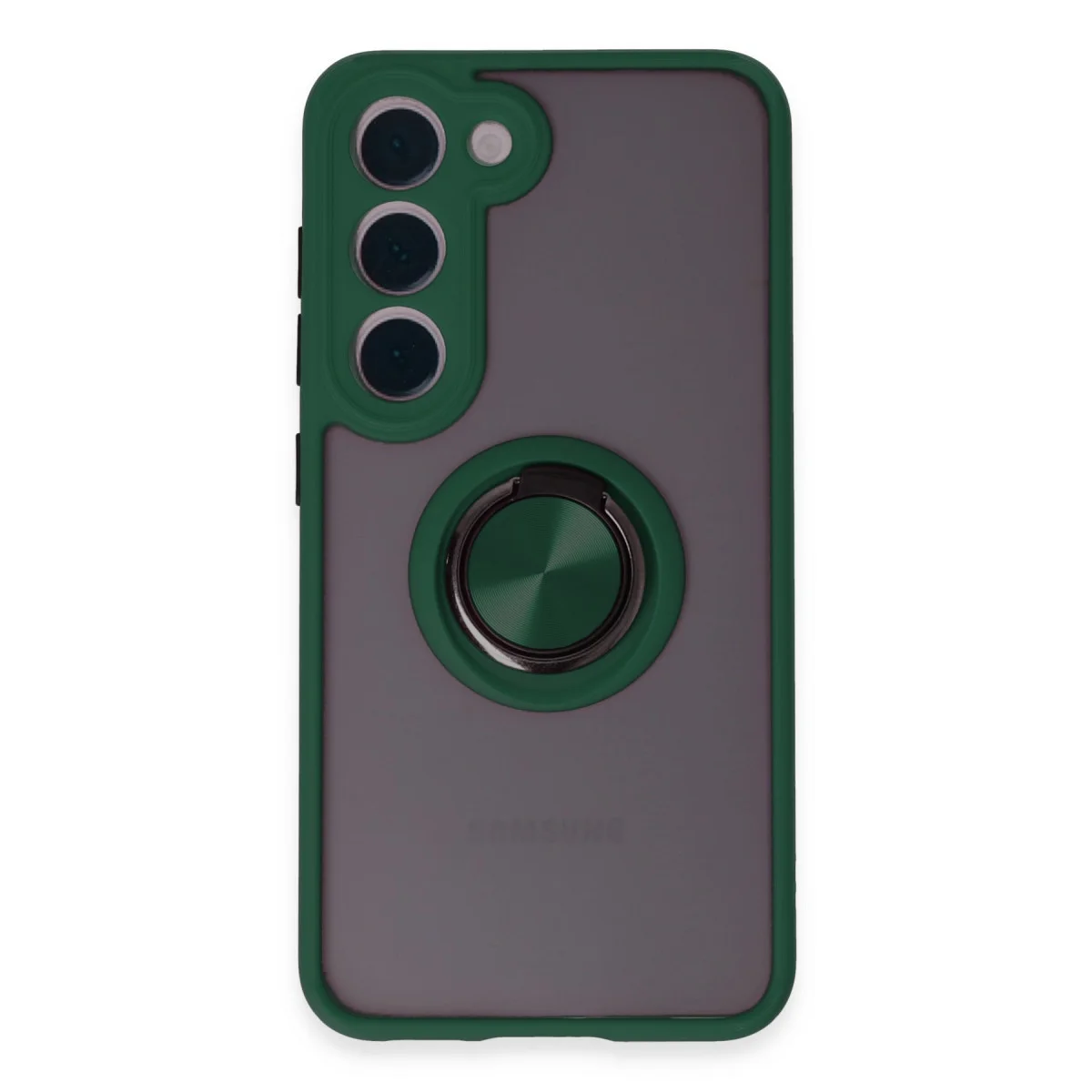 Galaxy S23 Kılıf Montreal Yüzüklü Silikon Kapak - Yeşil