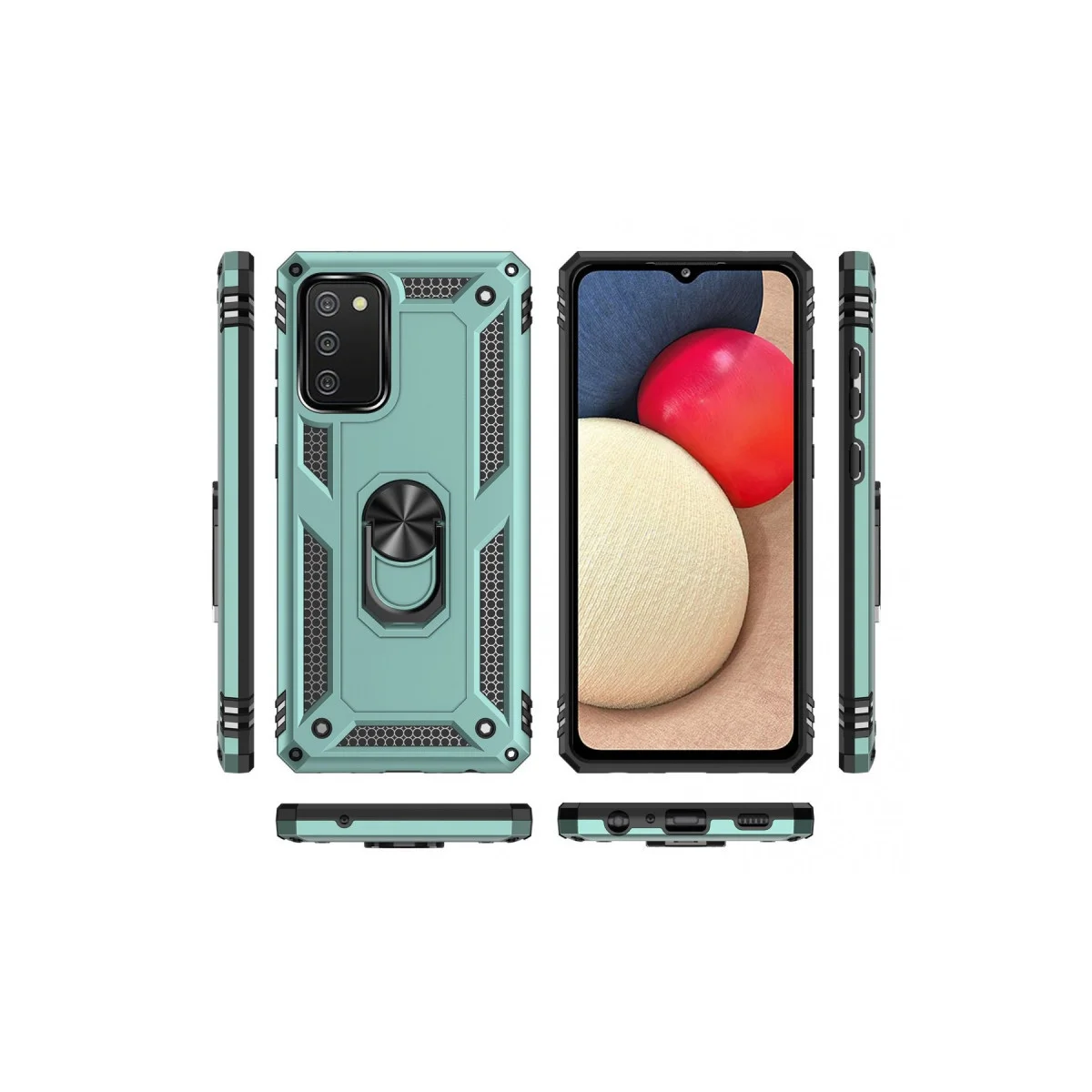 Galaxy A02S Kılıf Sofya Yüzüklü Silikon Kapak - Yeşil