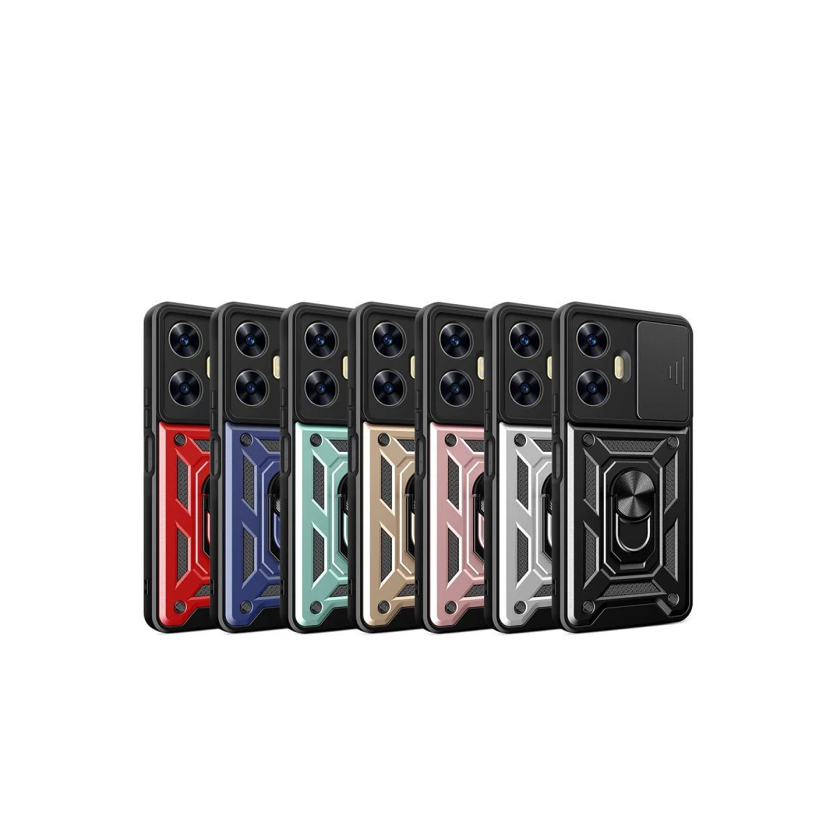 Realme C55 Kılıf Pars Lens Yüzüklü Silikon - Yeşil