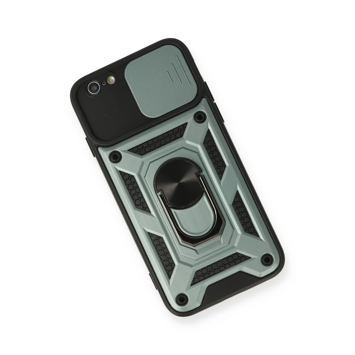 iPhone 6 Kılıf Pars Lens Yüzüklü Silikon - Yeşil