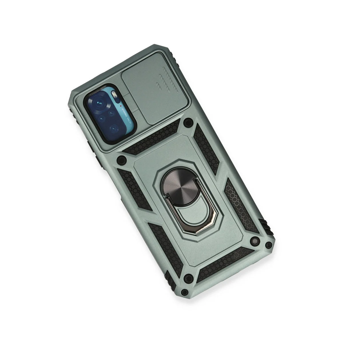 Redmi Note 10 Kılıf Pars Lens Yüzüklü Silikon - Yeşil