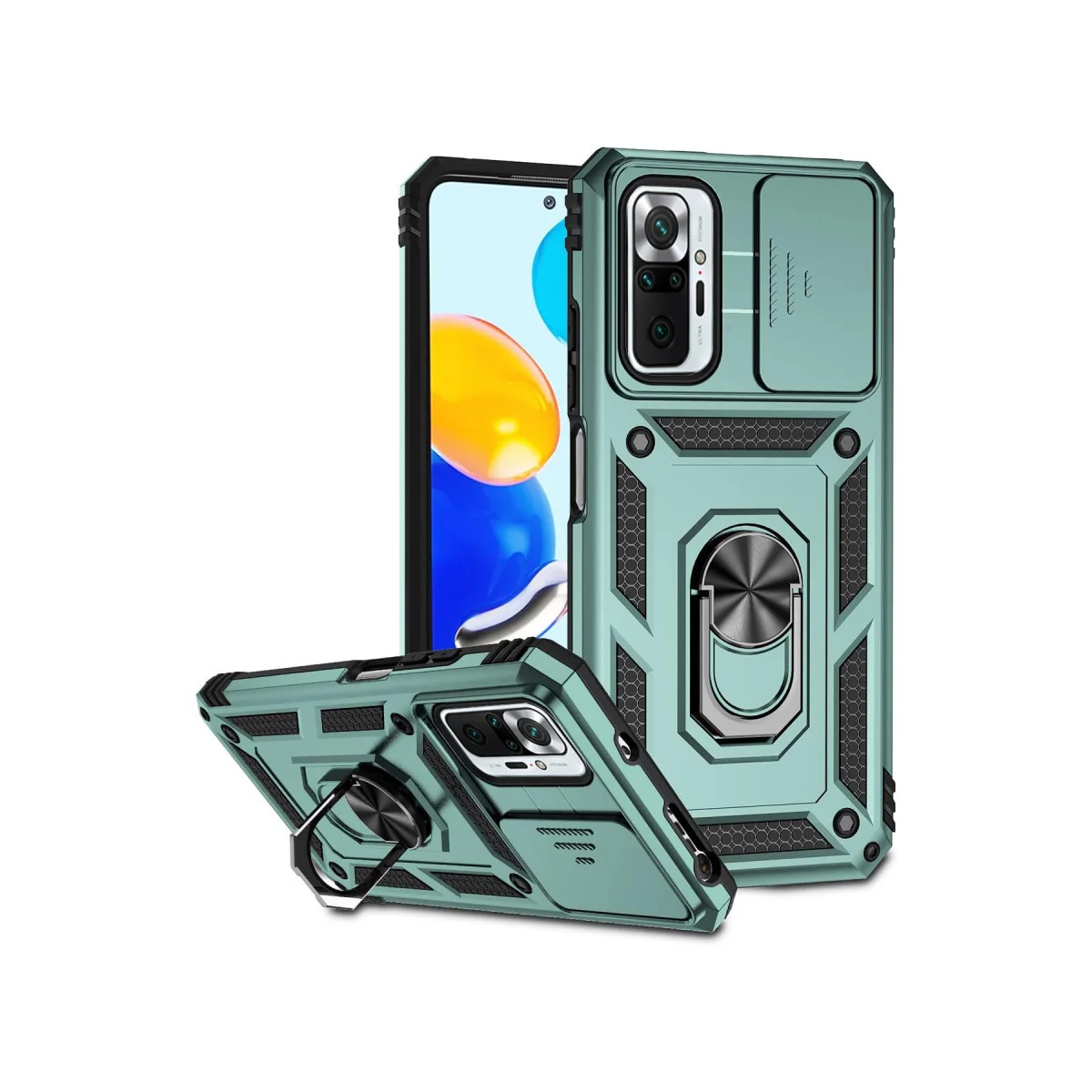 Redmi Note 10 Pro Kılıf Pars Lens Yüzüklü Silikon - Yeşil