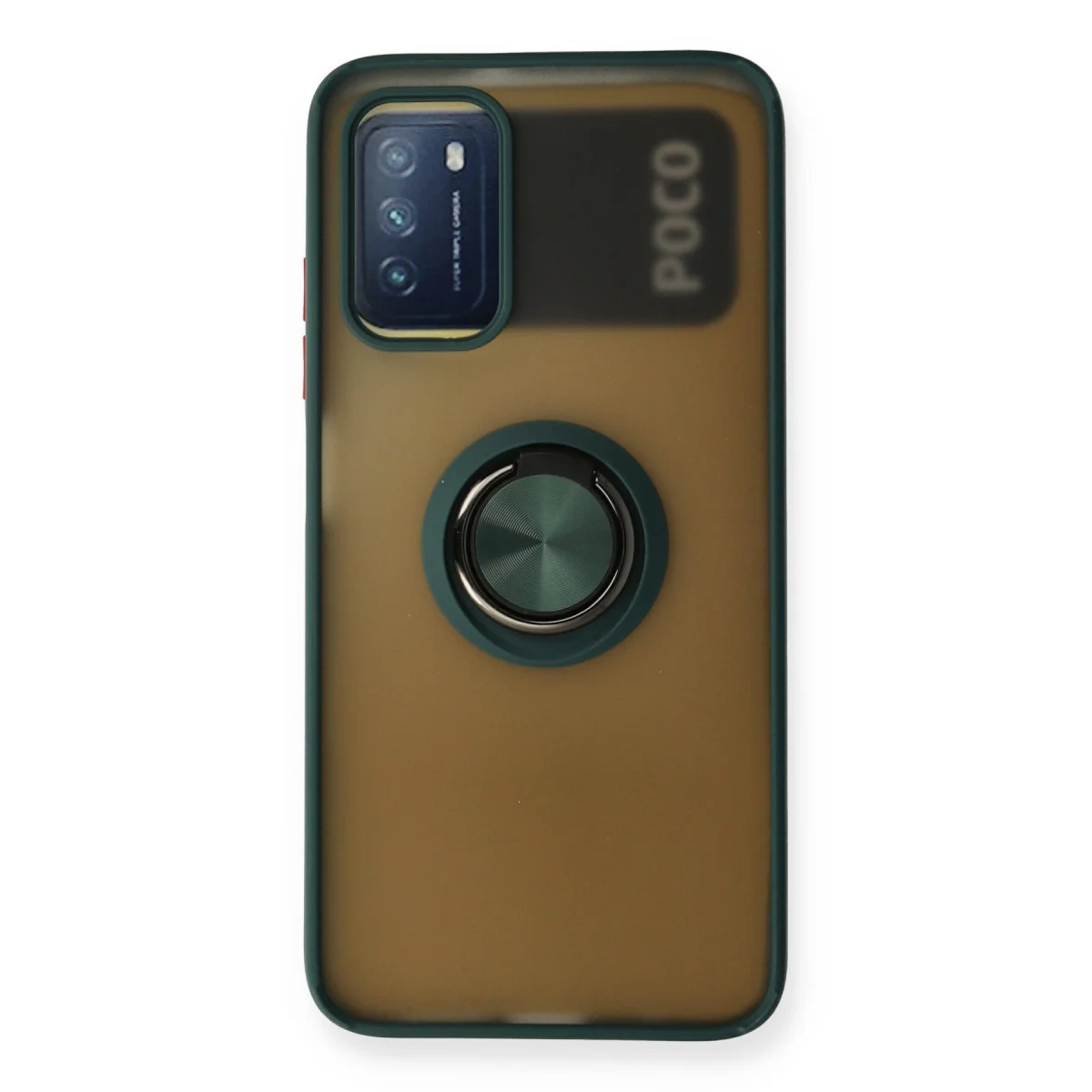 Redmi 9T Kılıf Montreal Yüzüklü Silikon Kapak - Yeşil