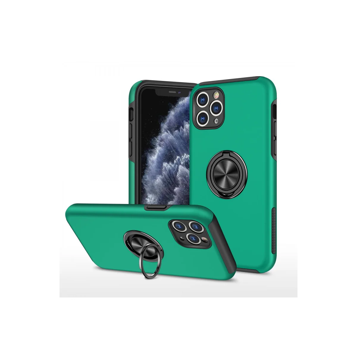 iPhone 11 Pro Max Kılıf Elit Yüzüklü Kapak - Yeşil