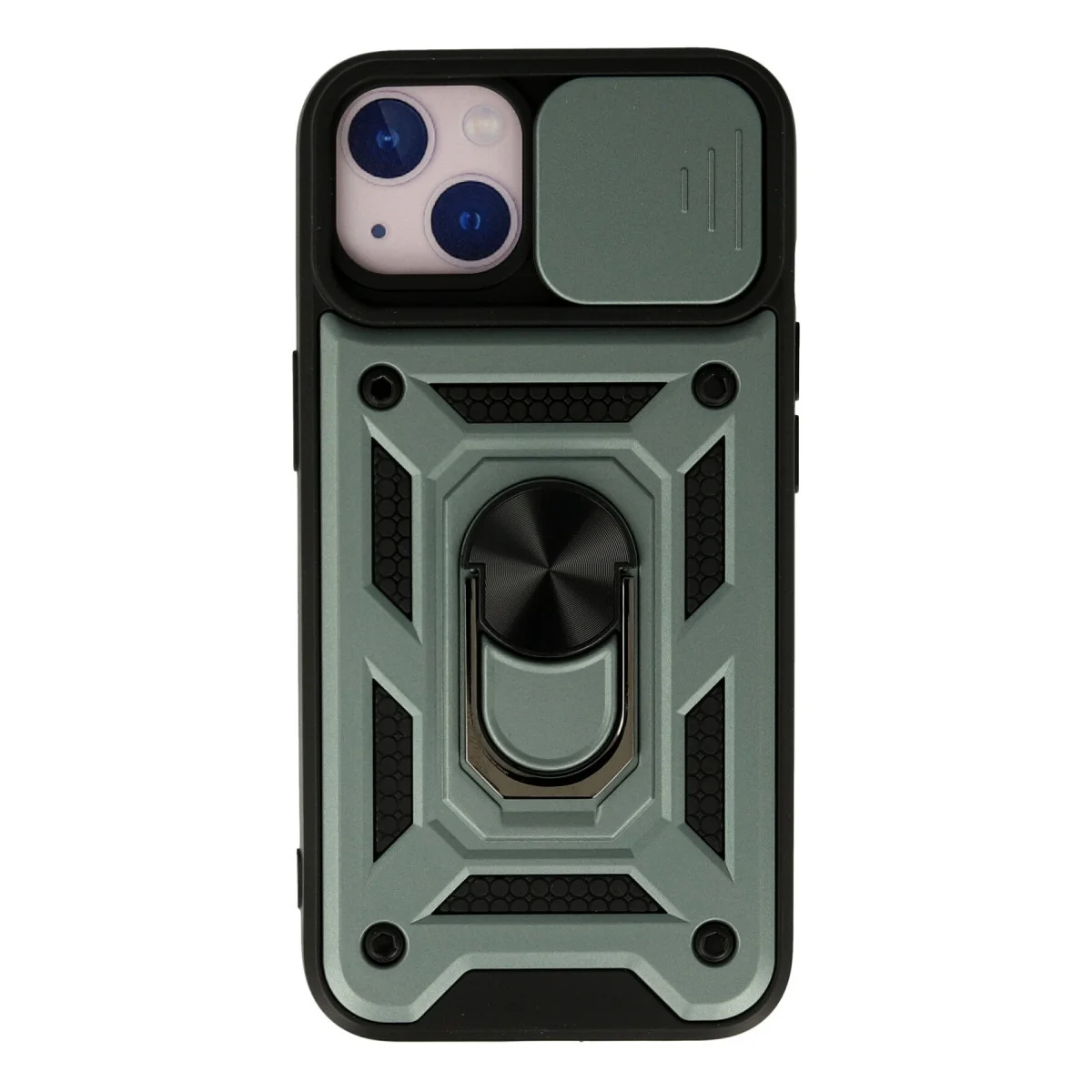 iPhone 15 Kılıf Pars Lens Yüzüklü Silikon - Yeşil