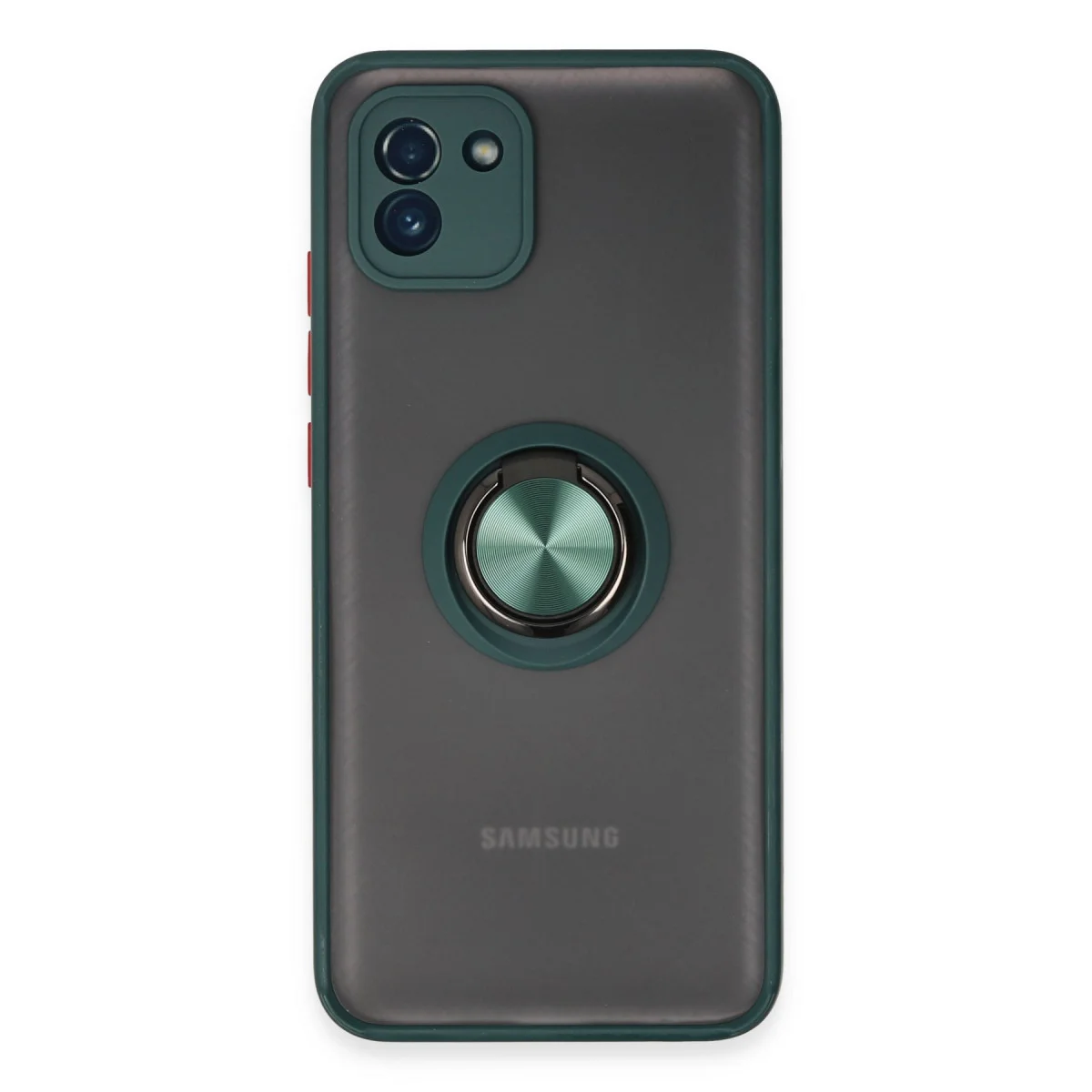 Galaxy A03 Kılıf Montreal Yüzüklü Silikon Kapak - Yeşil