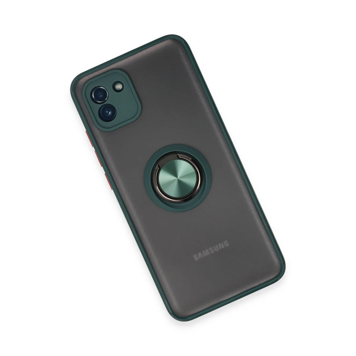 Galaxy A03 Kılıf Montreal Yüzüklü Silikon Kapak - Yeşil