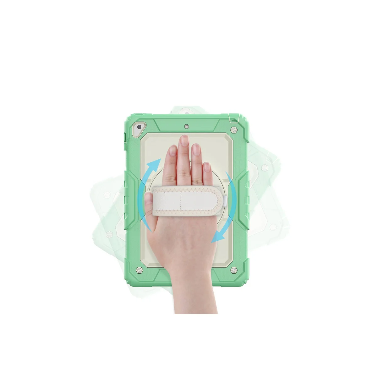 iPad 5 Air 9.7 Kılıf Strap New Tablet Kapak - Yeşil