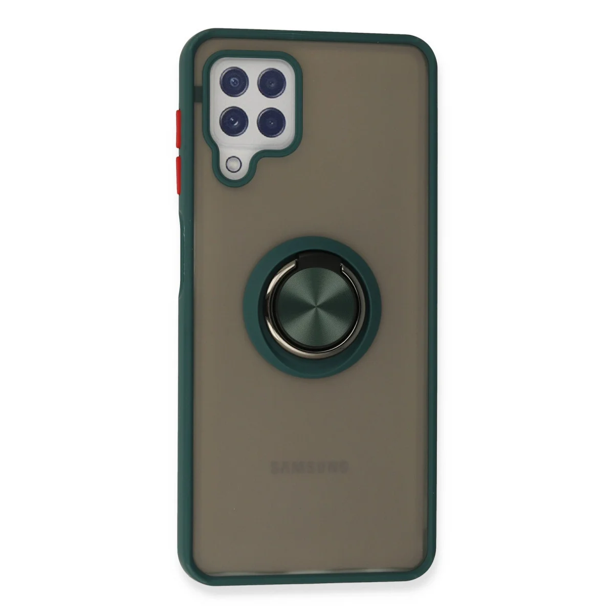Galaxy A22 Kılıf Montreal Yüzüklü Silikon Kapak - Yeşil