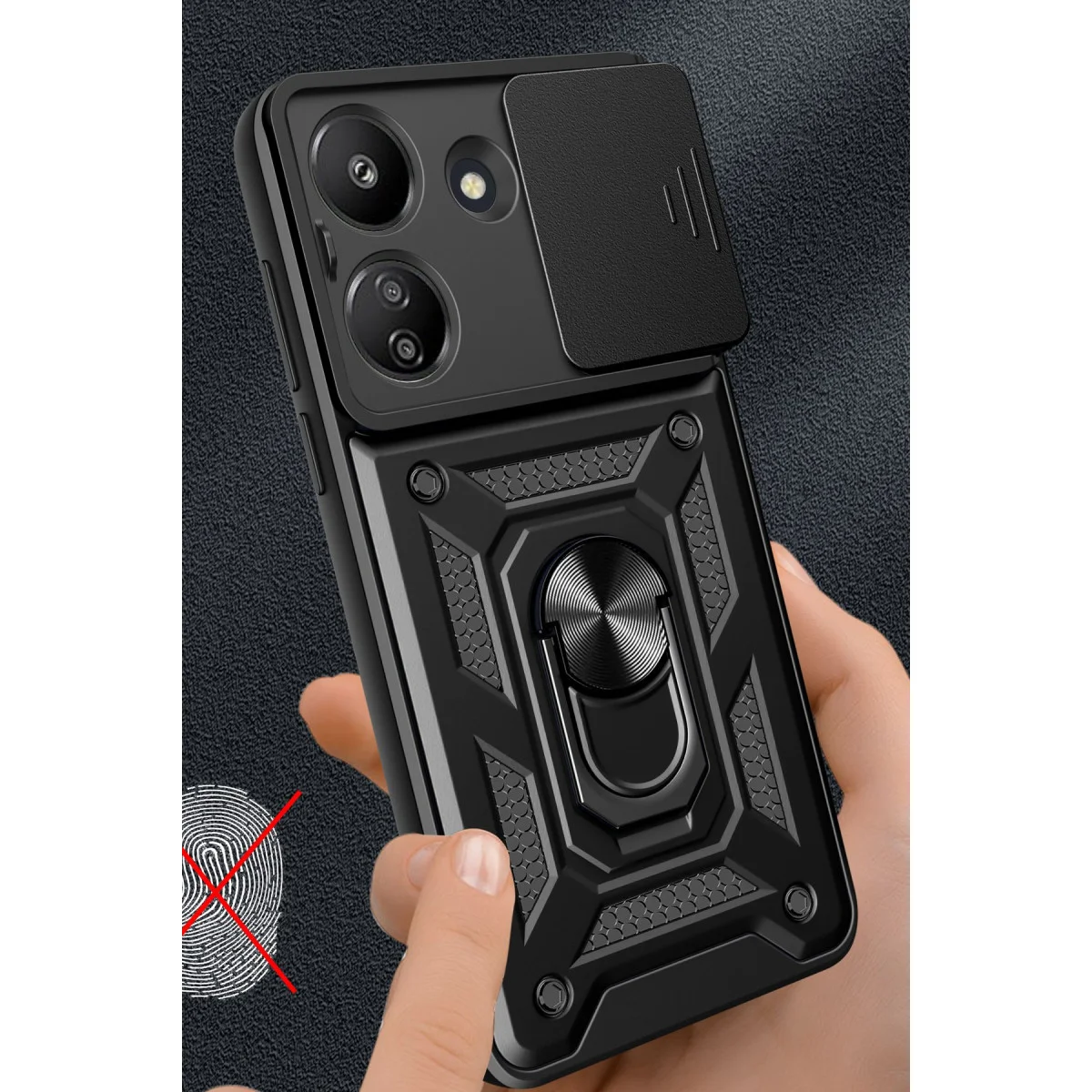 Redmi 13C Kılıf Pars Lens Yüzüklü Silikon - Yeşil