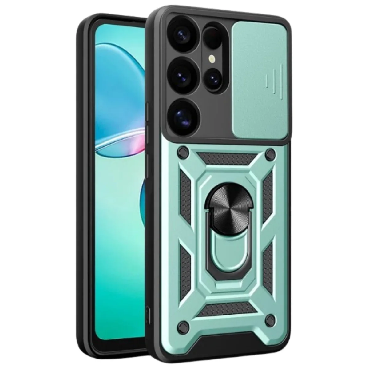 Galaxy S25 Ultra Kılıf Pars Lens Yüzüklü Silikon - Yeşil