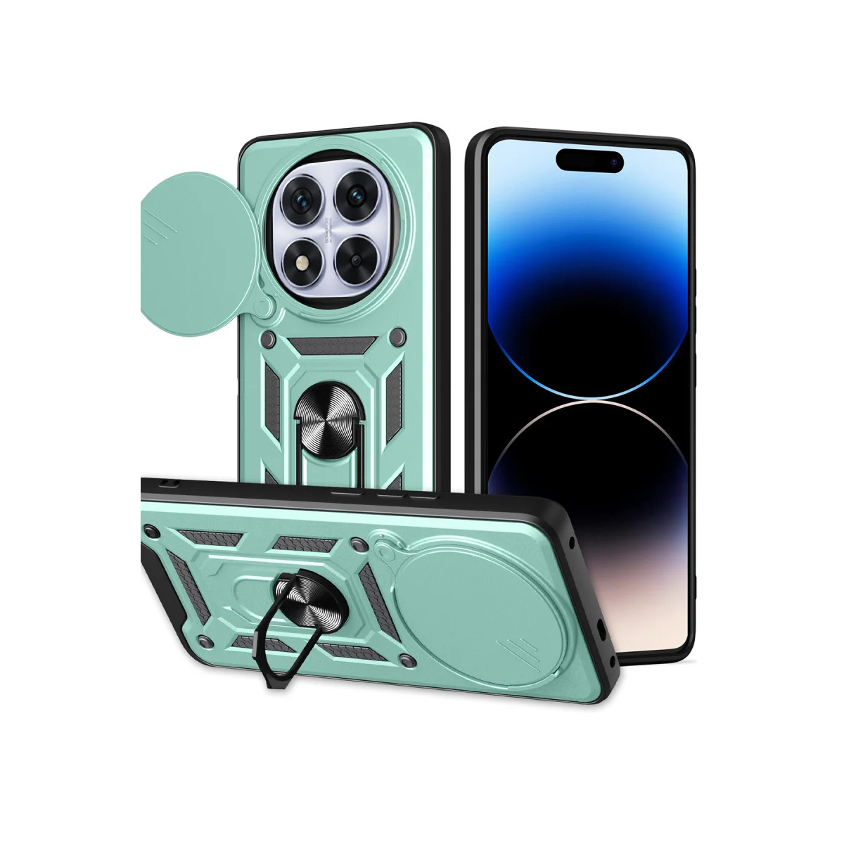 Redmi Note 14 Pro Plus Kılıf Pars Lens Yüzüklü Silikon - Yeşil