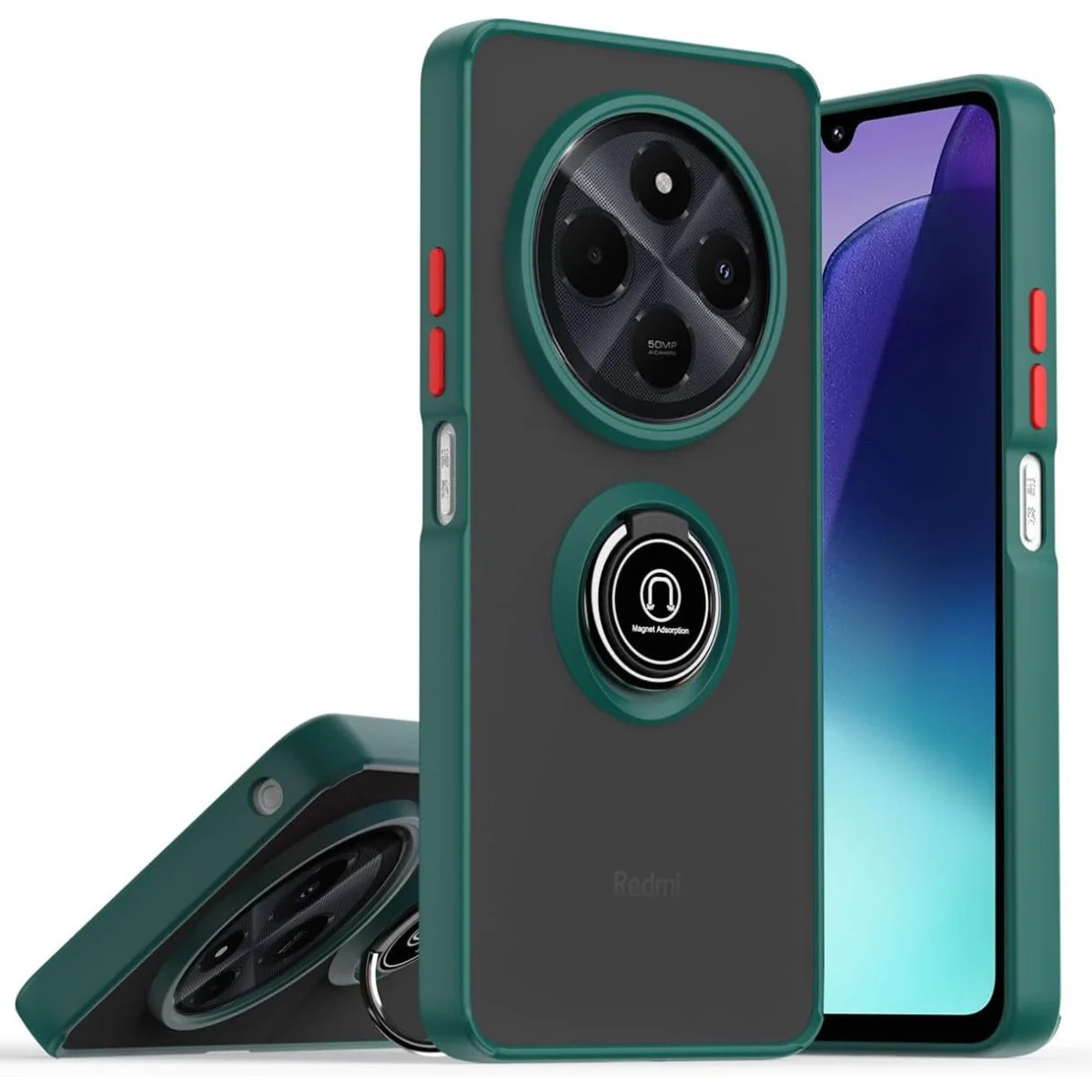 Realme C75 4G Kılıf Montreal Yüzüklü Silikon Kapak - Yeşil