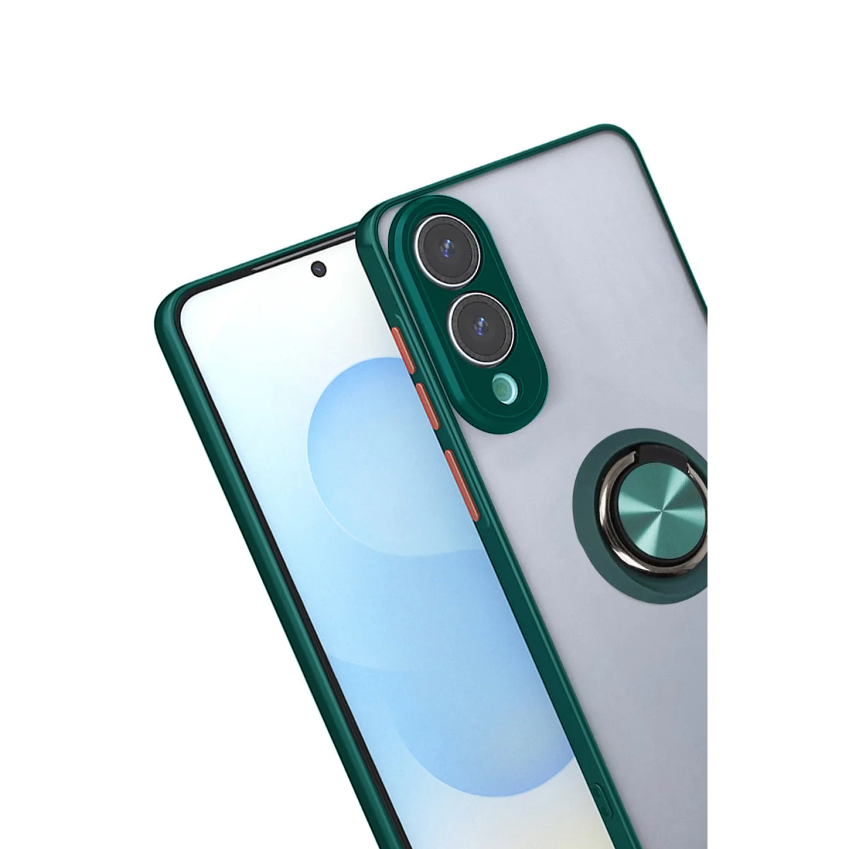 Galaxy S25 Edge Kılıf Montreal Yüzüklü Silikon Kapak - Yeşil