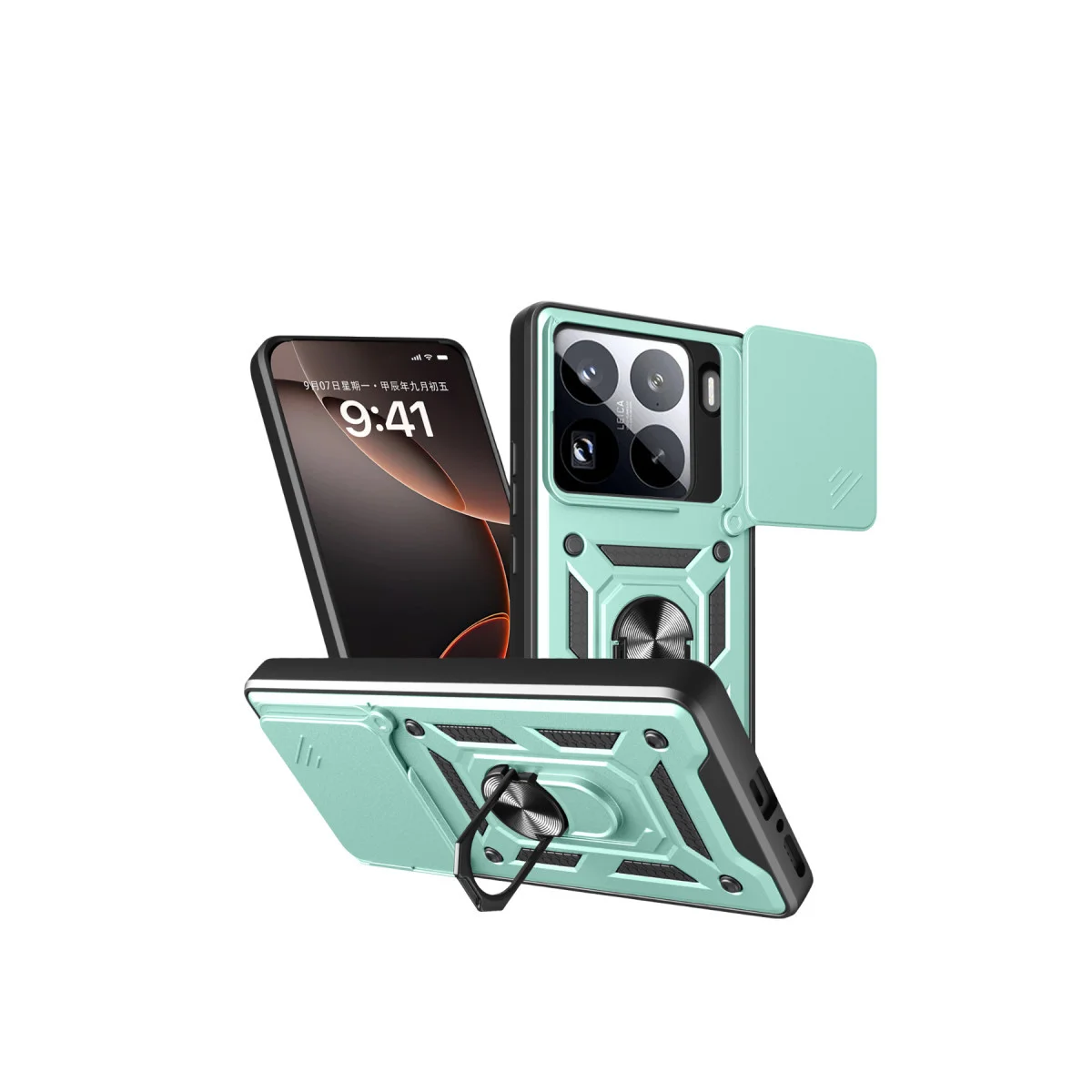 Mi 15 Pro Kılıf Pars Lens Yüzüklü Silikon - Yeşil