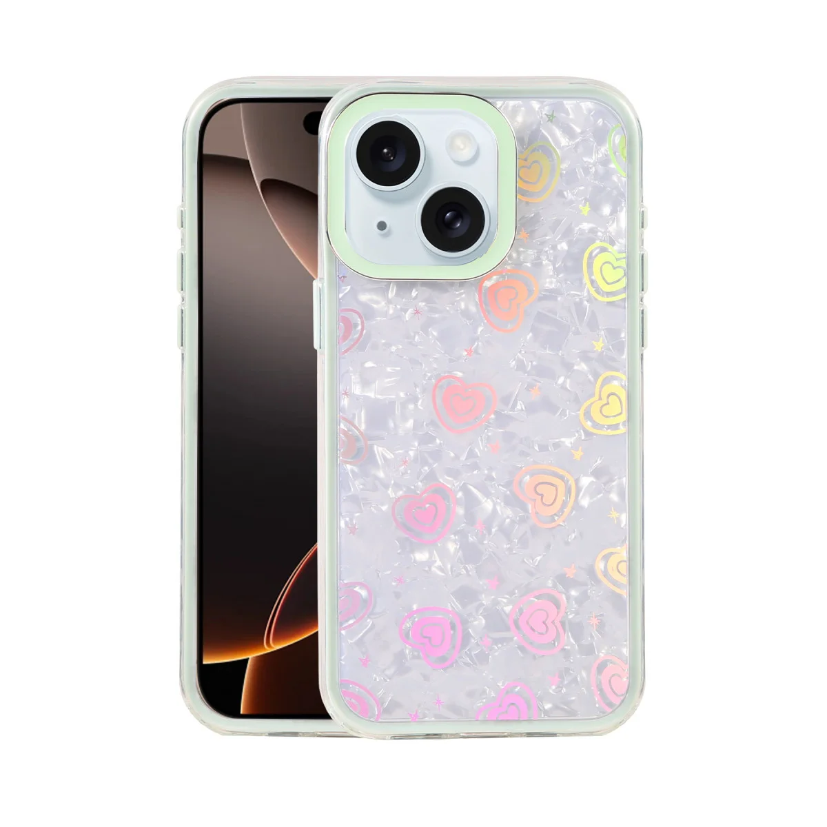 iPhone 15 Lumi Desenli Kapak - Yeşil