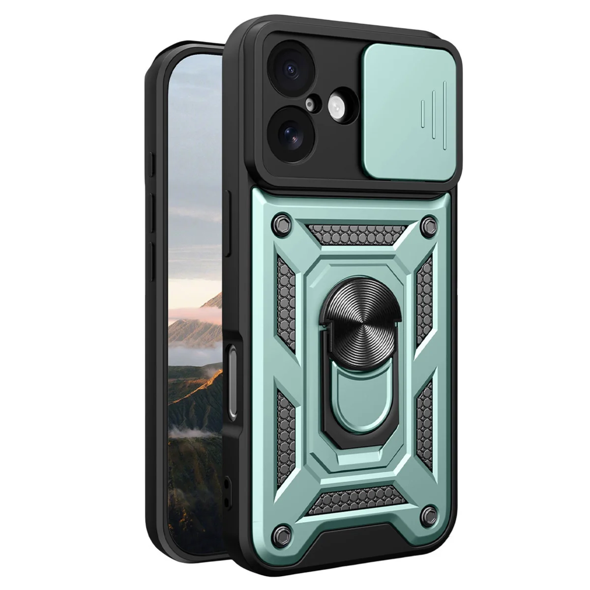 iPhone 17 Pars Lens Yüzüklü Silikon - Yeşil