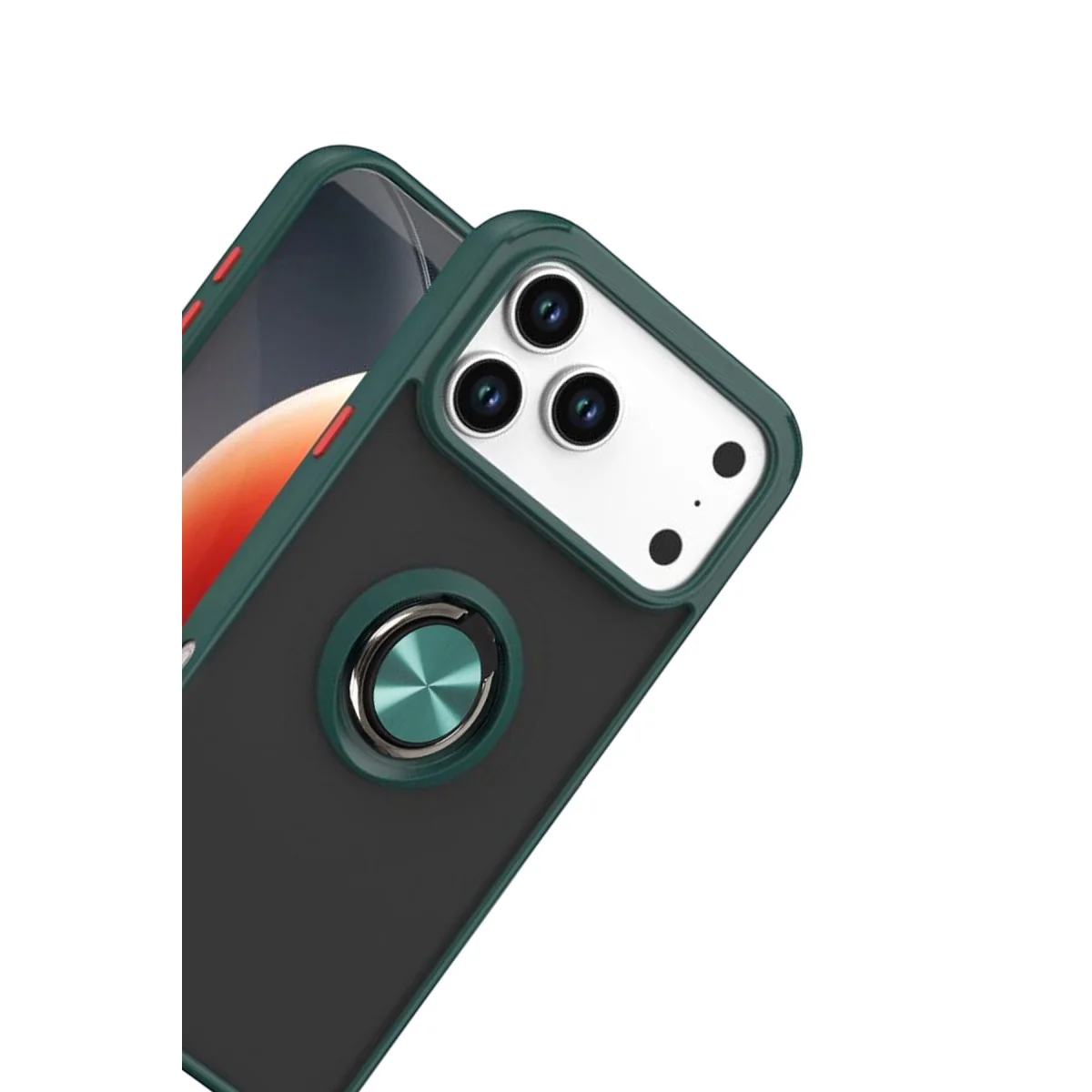 iPhone 17 Pro Max Montreal Yüzüklü Silikon Kapak - Yeşil