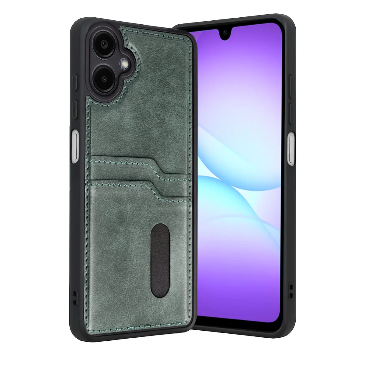Galaxy A07 4G Sara Kartvizitli Deri Kılıf - Yeşil