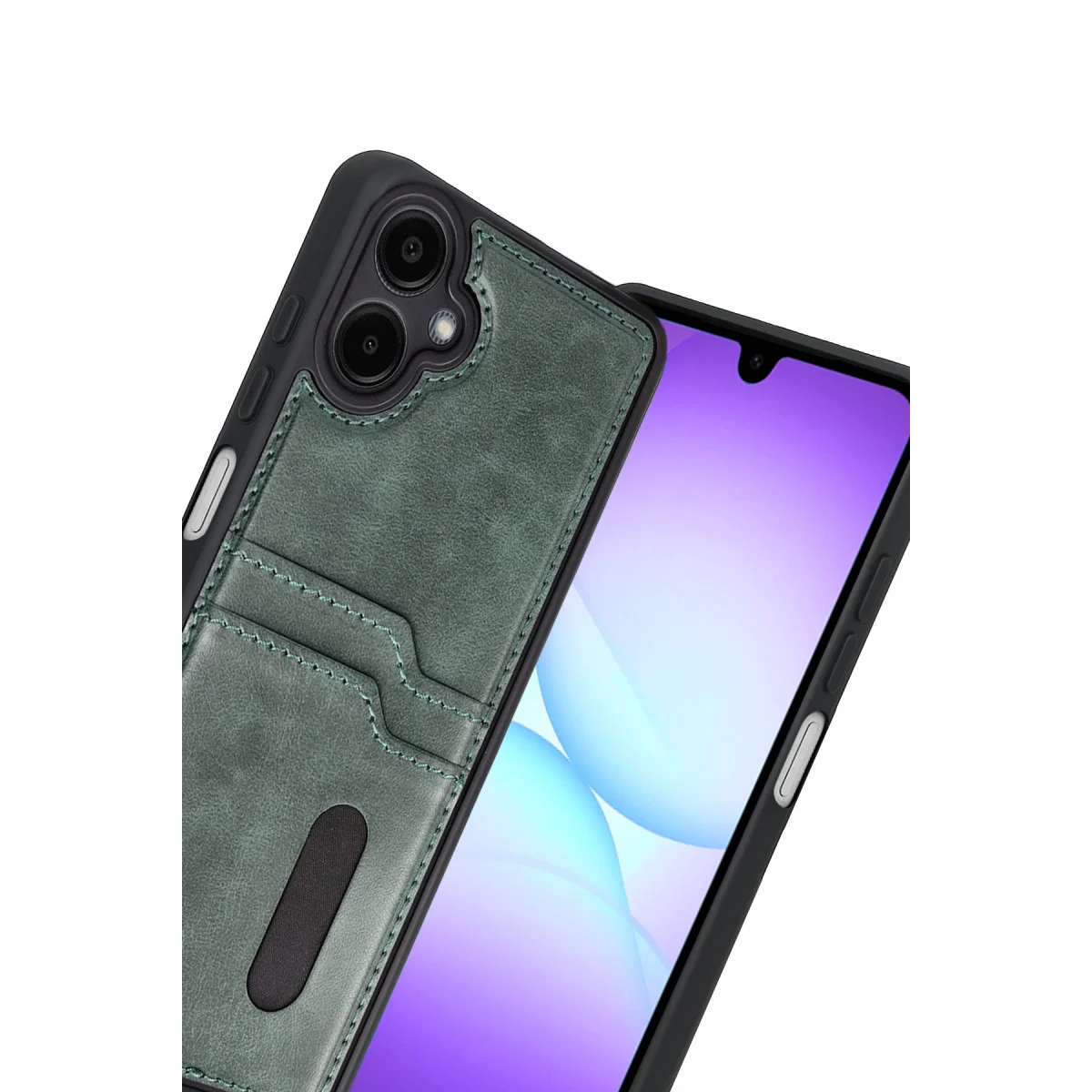 Galaxy A07 4G Sara Kartvizitli Deri Kılıf - Yeşil