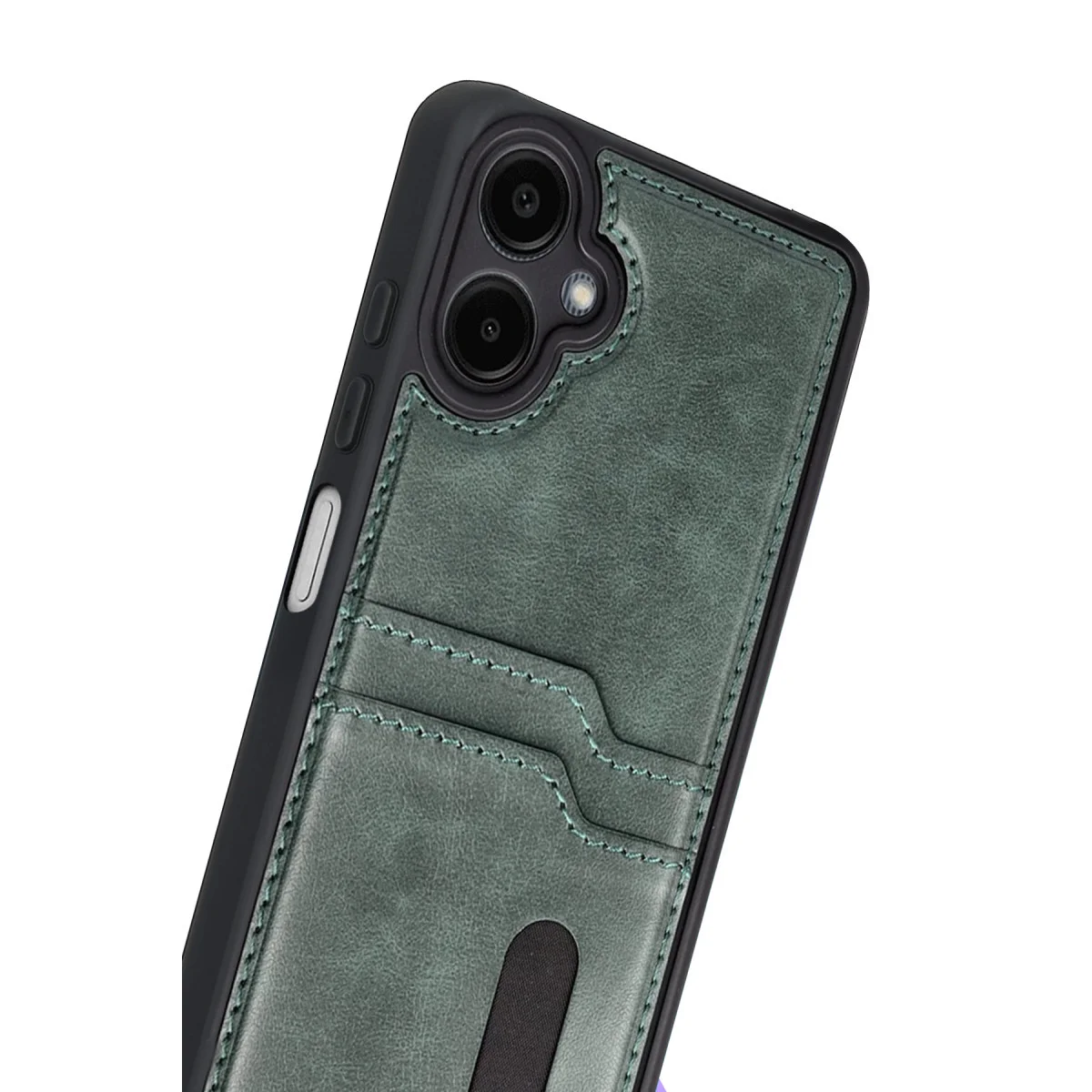 Galaxy A07 4G Sara Kartvizitli Deri Kılıf - Yeşil
