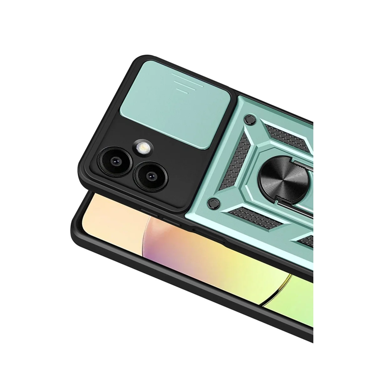 Galaxy A07 4G Pars Lens Yüzüklü Silikon - Yeşil