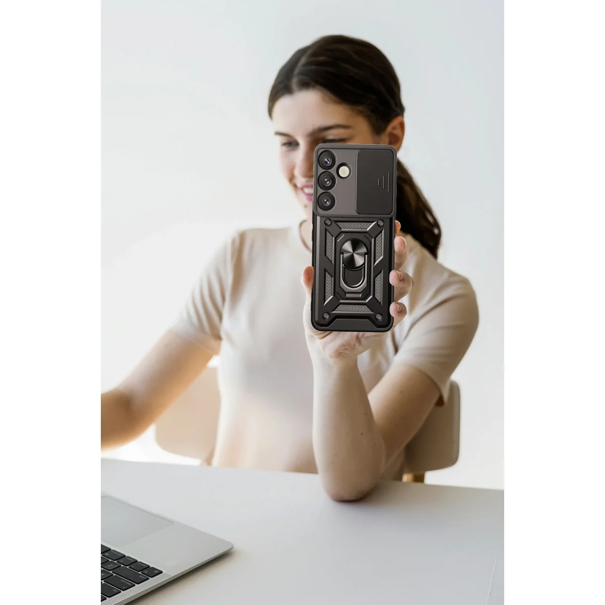 Galaxy A17 5G Pars Lens Yüzüklü Silikon - Yeşil