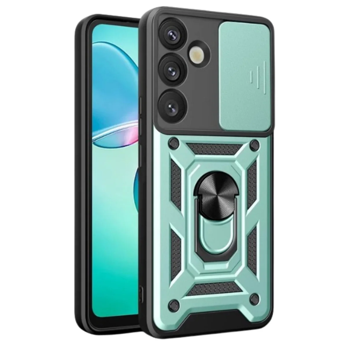 Galaxy S26 Pars Lens Yüzüklü Silikon - Yeşil