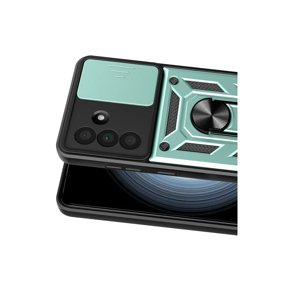 Galaxy A57 5G Pars Lens Yüzüklü Silikon - Yeşil