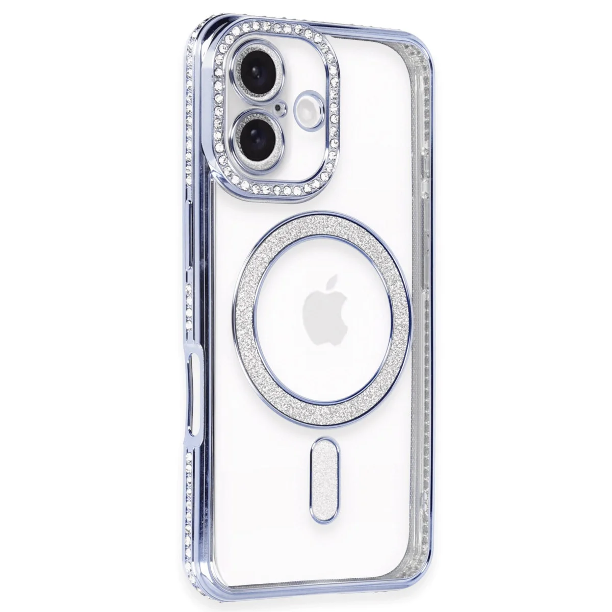 iPhone 16 Plus Kılıf Joke Simli Magneticsafe Kılıf - Mavi