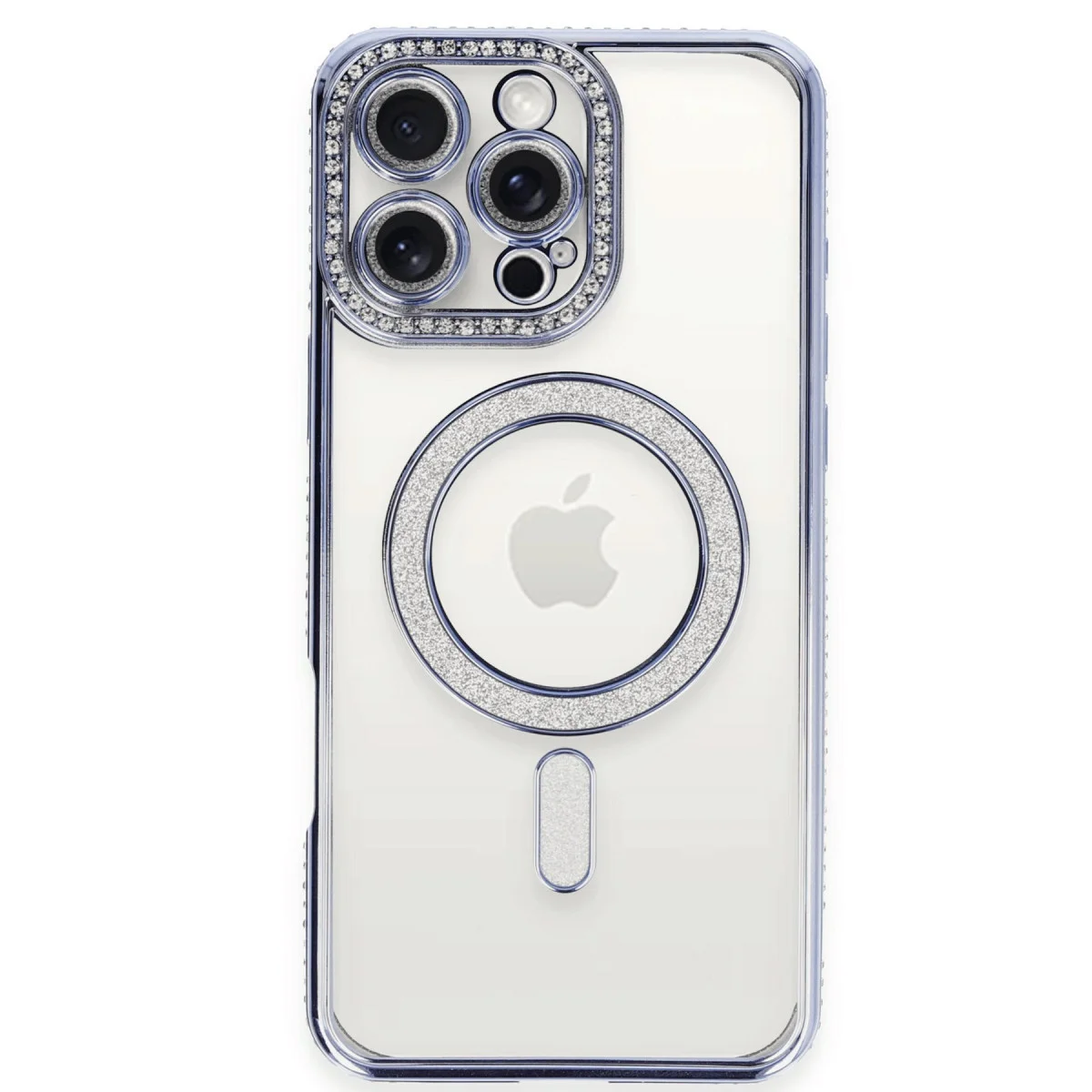 iPhone 16 Pro Kılıf Joke Simli Magneticsafe Kılıf - Mavi