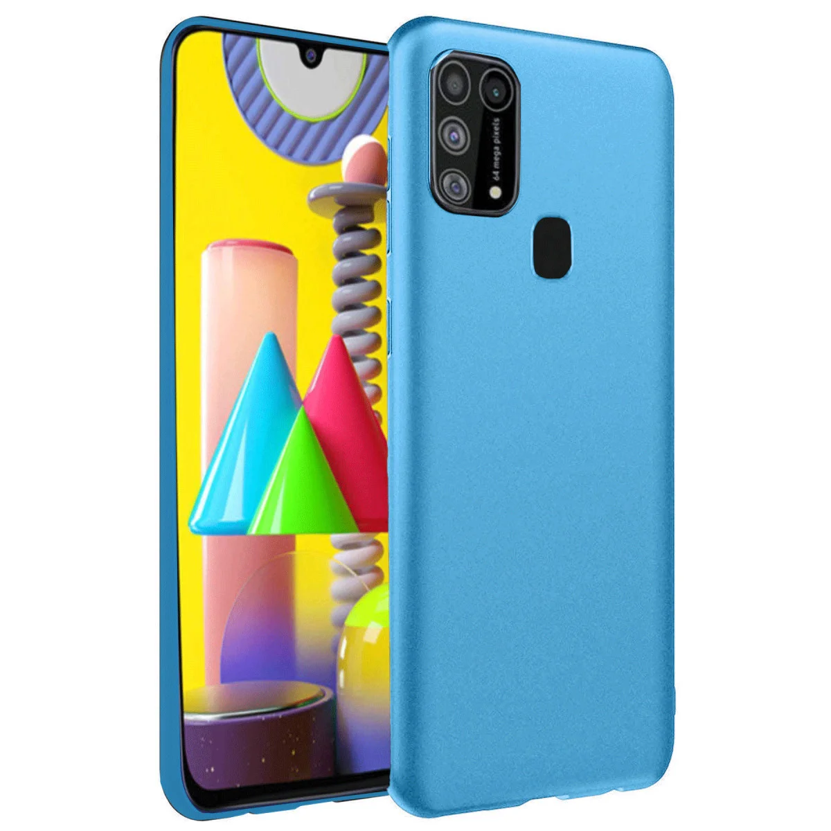 Galaxy M31 Kılıf Nano içi Kadife Silikon - Mavi