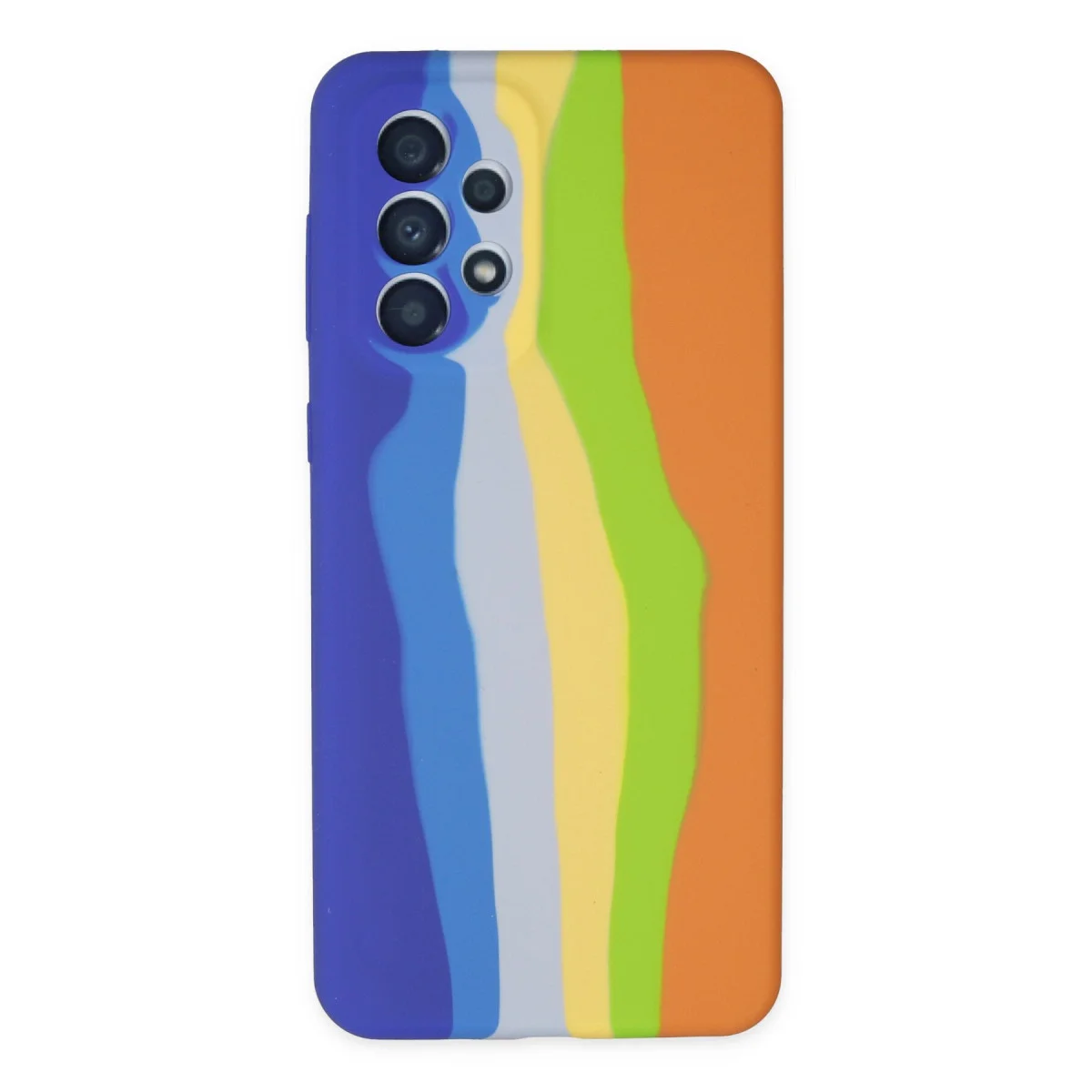 Galaxy A73 5G Kılıf Ebruli Lansman Silikon - Mavi-Turuncu